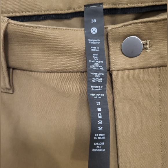 Lululemon ABC Classic Fit 5 Pocket Pant Size 38 Utilitech Artifact (Tan) (2023) - Picture 9 of 14
